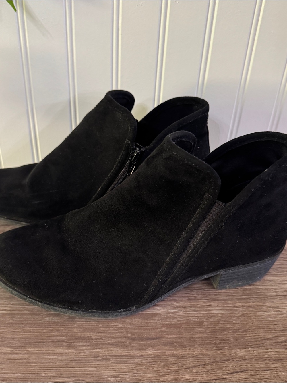 Kohl's Black Suede Low Heel Ankle Booties
